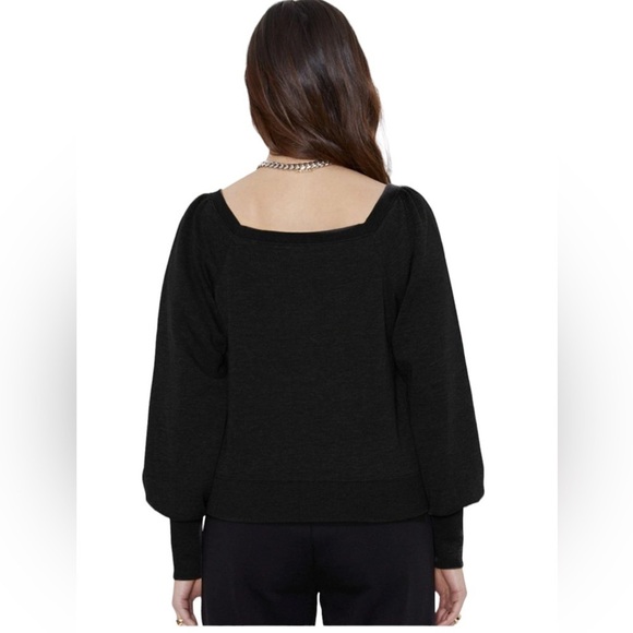 Rebecca Minkoff Ariel Square Neck Puff Sleeve Sweatshirt in Black XS - Picture 9 of 11
